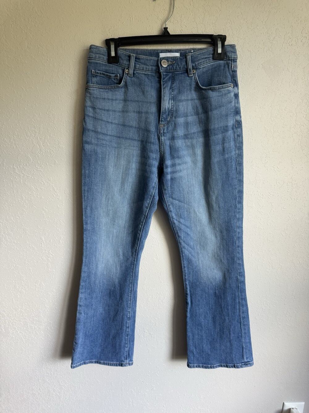 Loft Light Mid Wash Blue High Waist Kick Crop Straight Leg Jeans Womens 4